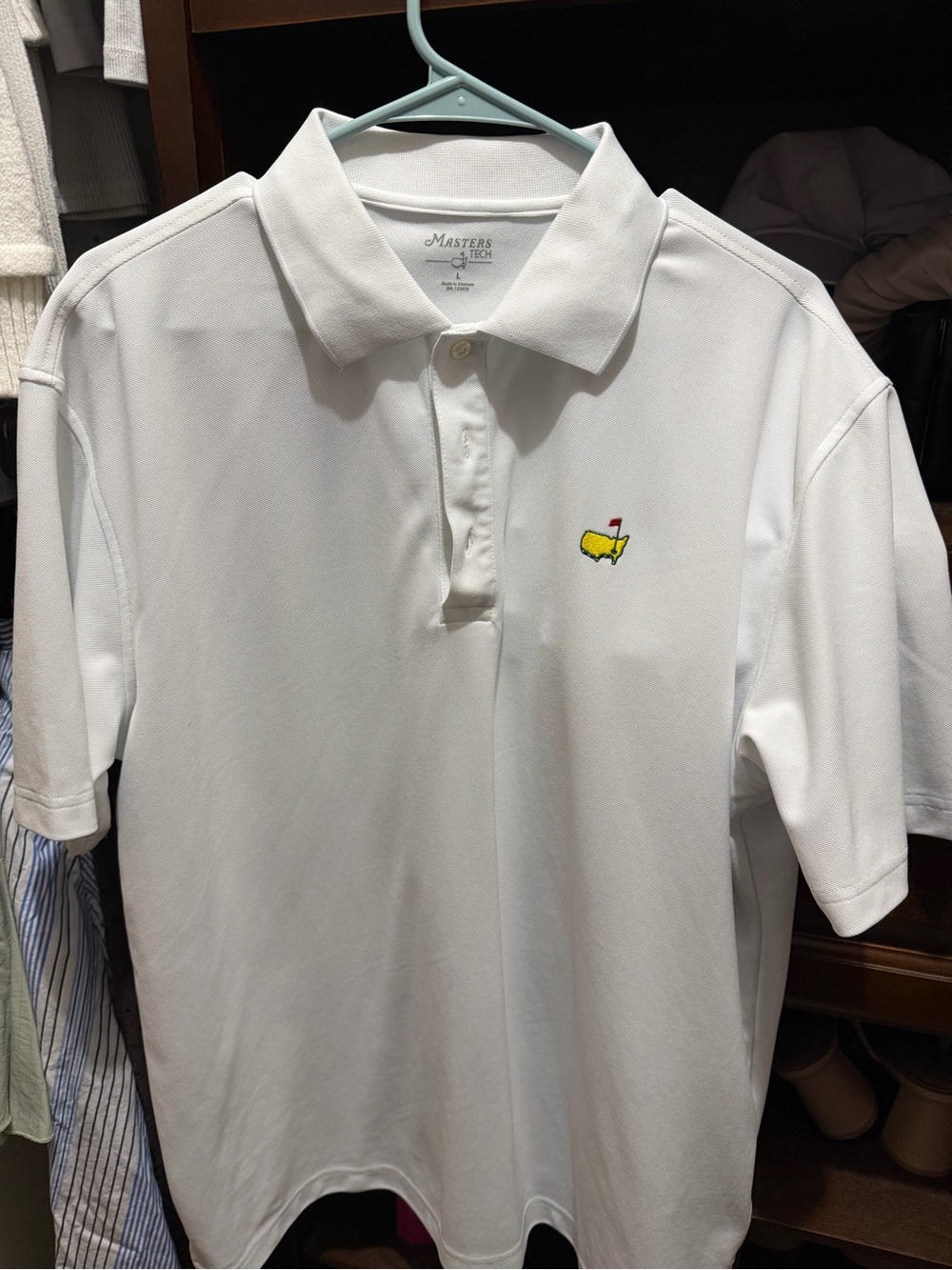 Masters White Polo with Yellow & Red Embroidered Logo